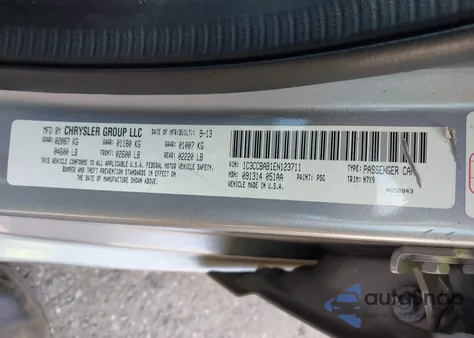 2014 Chrysler 200 Lx из США, поврежденный, VIN 1C3CCBAB1EN123711